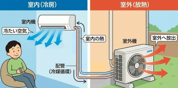 冷房時の冷媒流れ