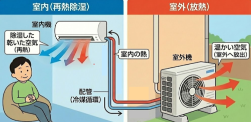 再熱除湿時の冷媒流れ